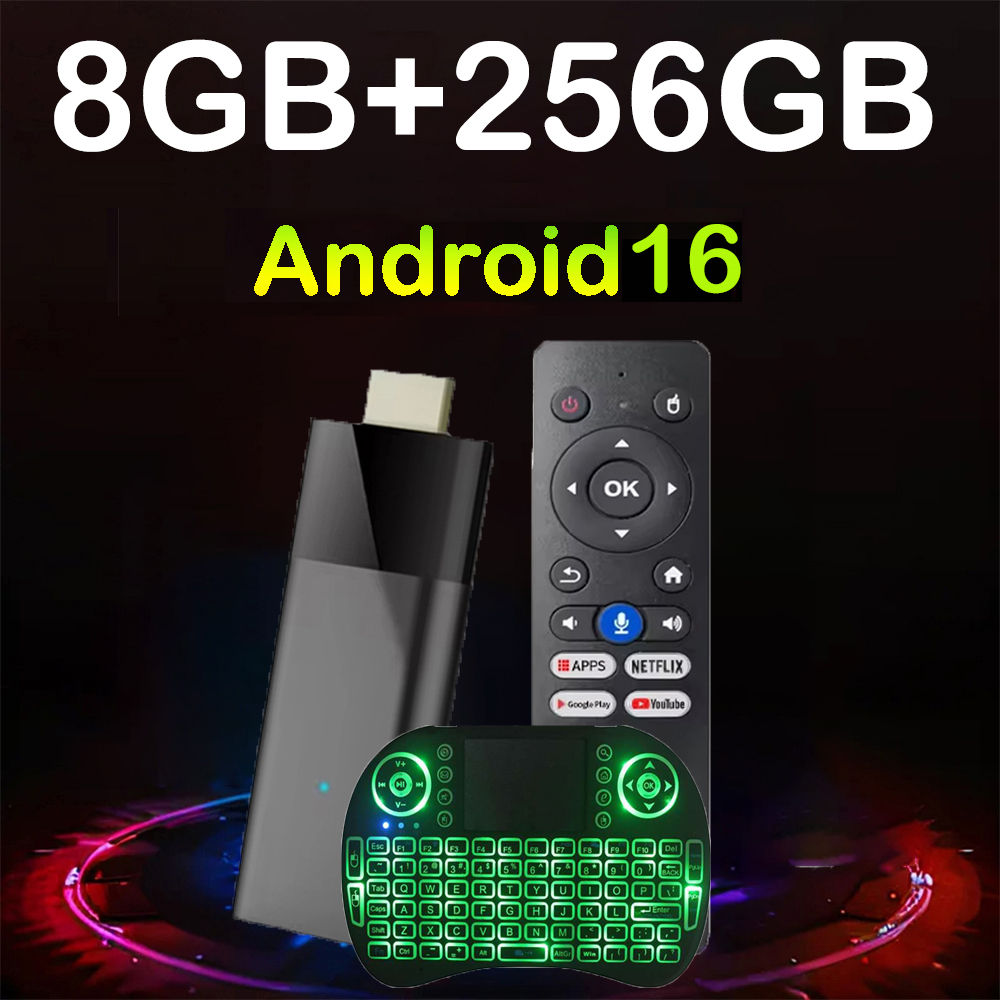 4K Media Player - สมาร์ททีวีสติ๊ก Q12 8K Android 16 รีโมทสั่งงานด้วยเสียง
