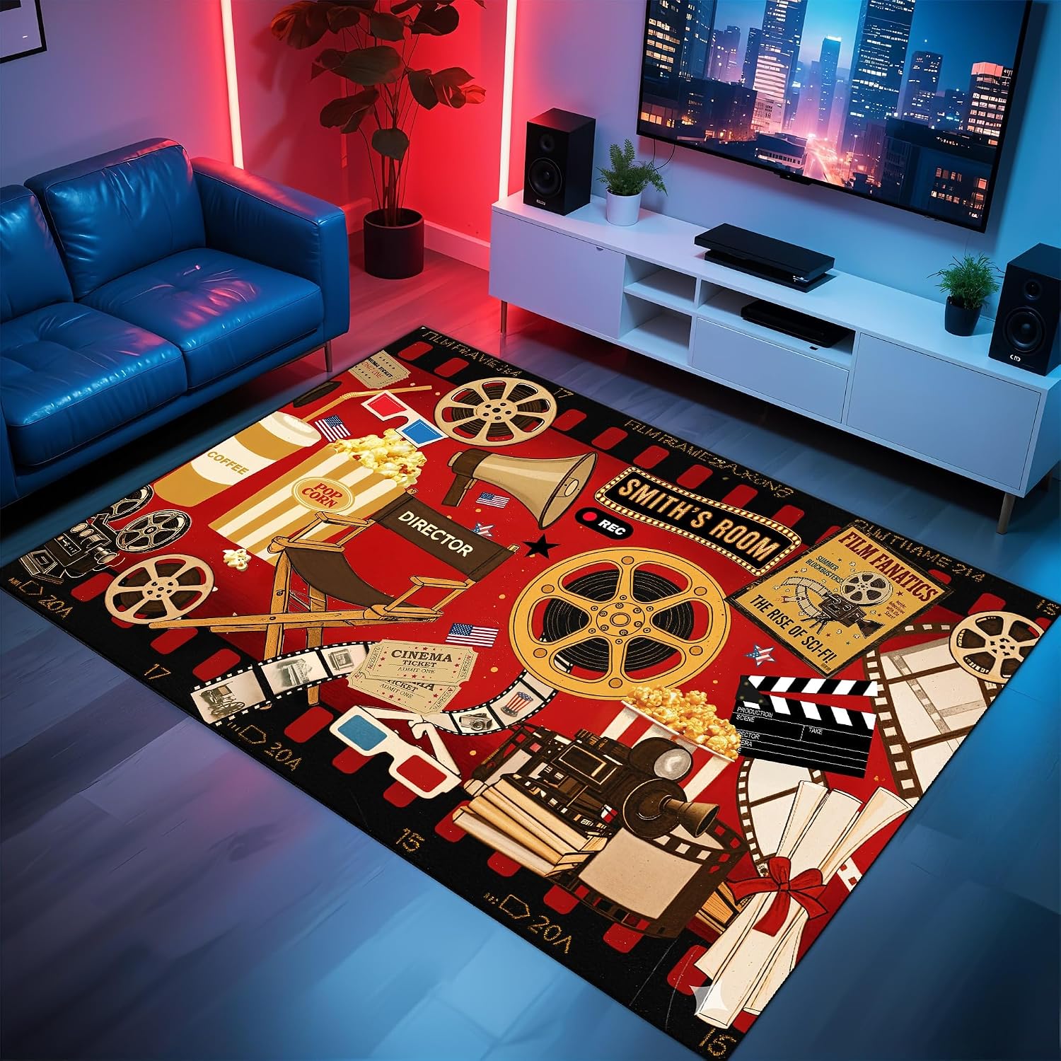 Home Cinema Flooring - พรมธีมโรงภาพยนตร์แบบกำหนดเอง, พรมนุ่มกันลื่นสำหรับห้องโฮมเธียเตอร์, พรมตกแต่งพื้นสำหรับดูหนังโดยเฉพาะ
