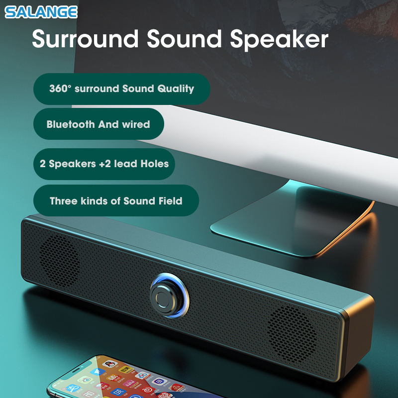 Home Cinema Gaming - PC Soundbar ลําโพงบลูทูธแบบมีสาย/ไร้สาย 4D USB Powered