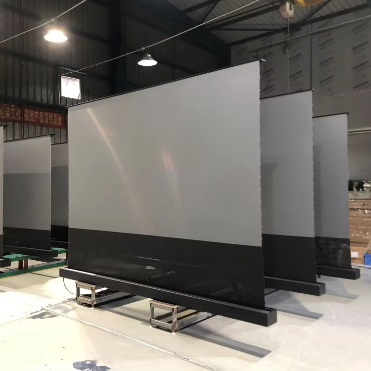 Home Cinema Flooring - จอโปรเจคเตอร์ไฟฟ้าแบบป๊อปอัพขนาด 92 นิ้ว อัตราส่วนภาพ 16:9 สำหรับฉายภาพยนตร์ระยะใกล้พิเศษ